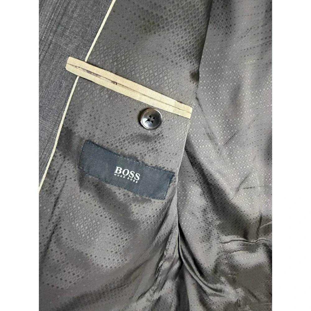 Hugo Boss Reda Super 110 Wool Blazer Mens 34R Charcoal‎ Grey Glen Check Sport